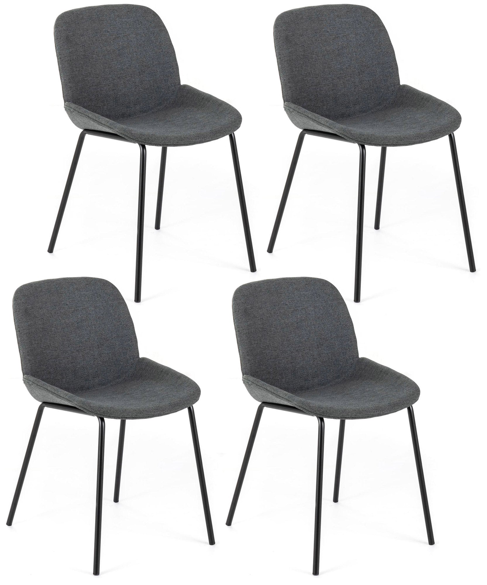 Image of Set 4 Sedie 57x46xH80 cm in Tessuto Eva Grigio Scuro