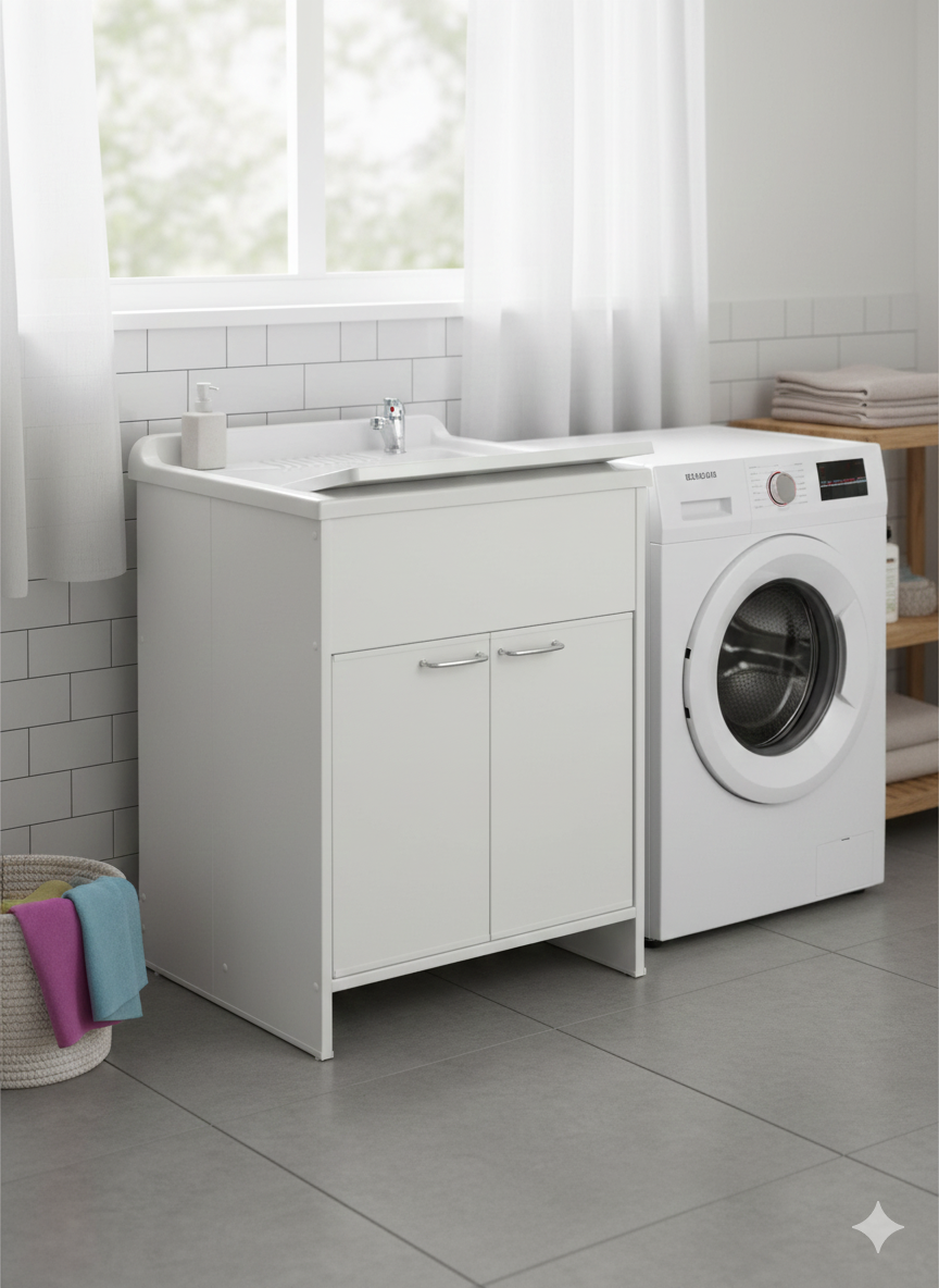 Mobile Lavatoio in PVC 60x60x85cm 2 Ante Forlani Honest Bianco...