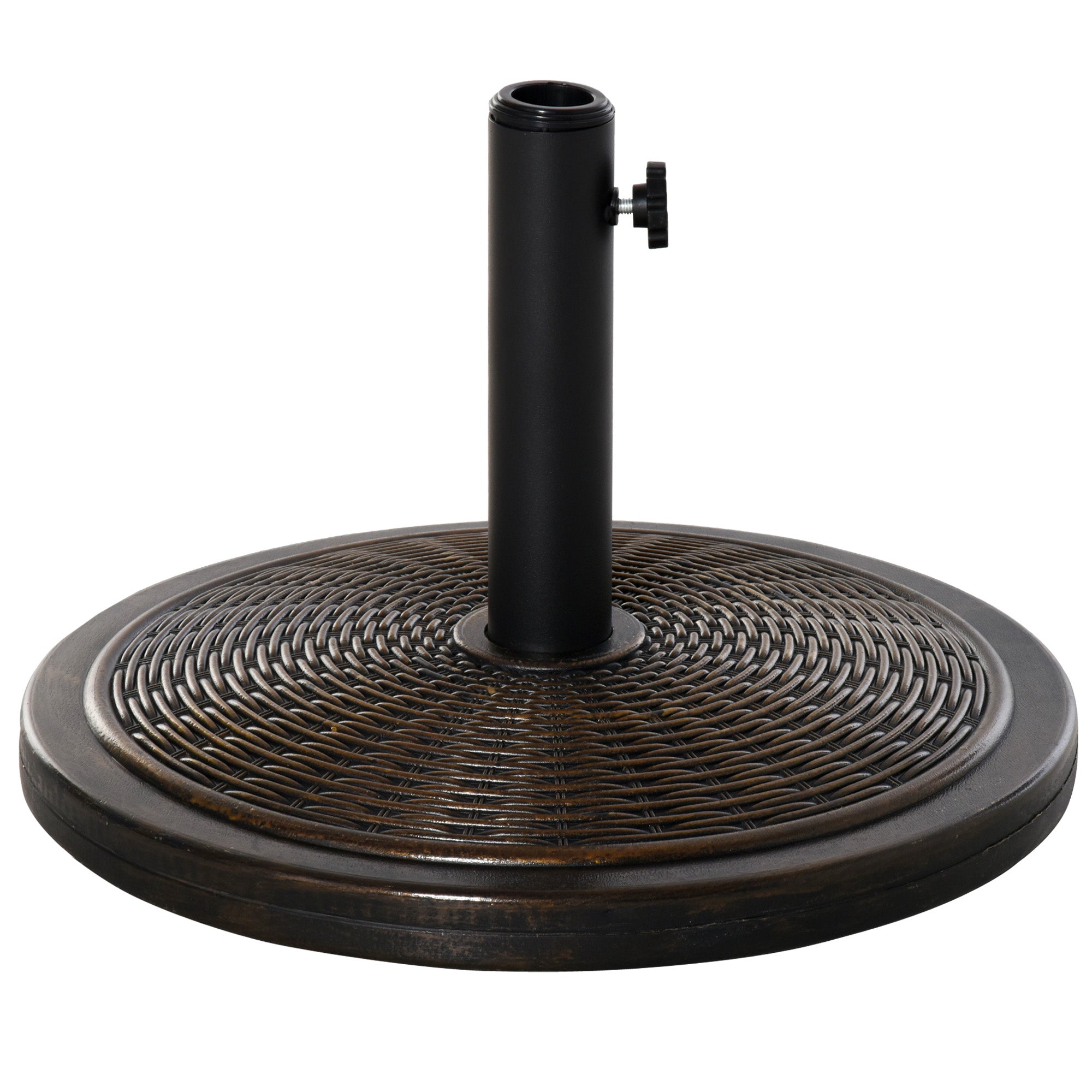 Base per Ombrellone da 14kg con Effetto Rattan Ø48x34 cm in Cemento e Plastica Bronzo