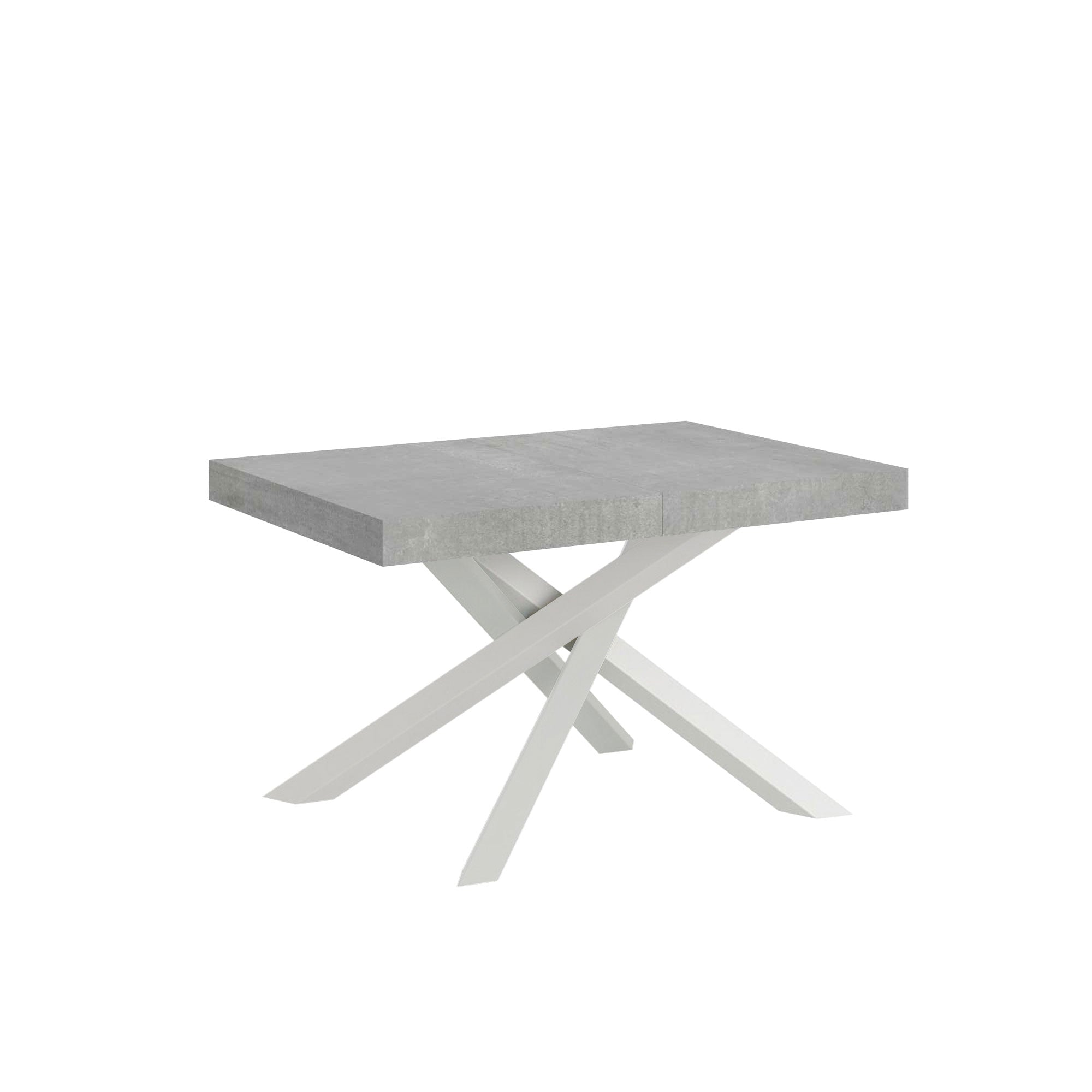 Tavolo Allungabile 120-380x90x77 cm Volantis Premium Cemento Telaio Bianco
