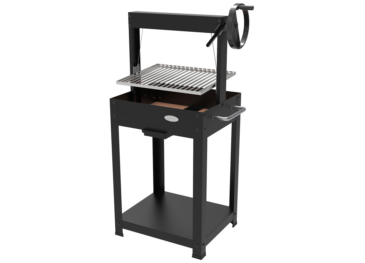 Barbecue a Legna e Carbone 55x46x121 cm BBQ Argentino in Acciaio Duramax Nero...