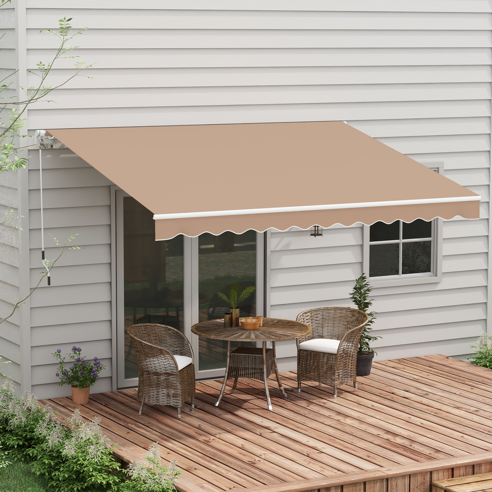 Tenda da Sole per Esterno 350x250 cm Avvolgibile a Bracci con Apertura a Manovella Marrone...