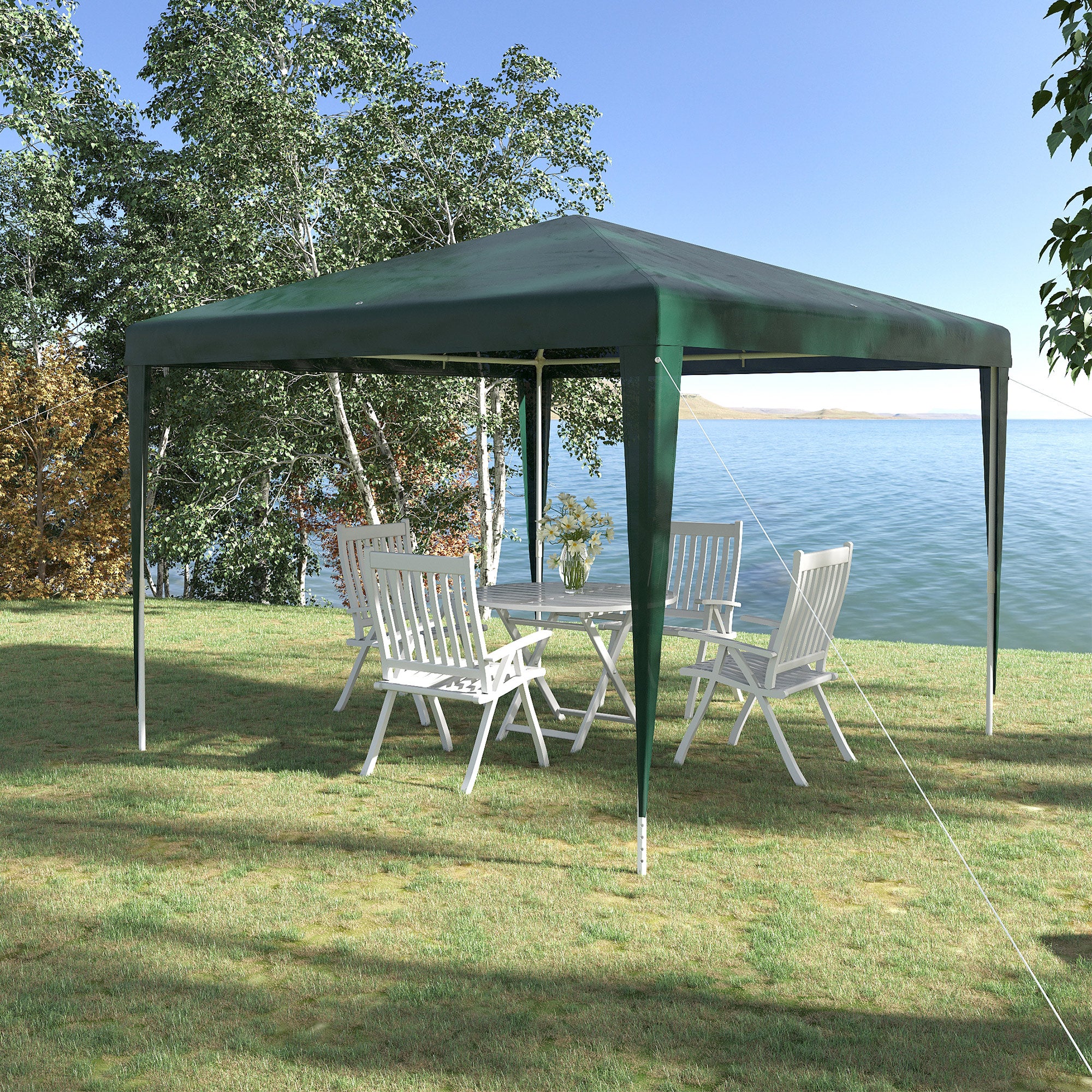 Gazebo da Giardino 293x293x252H cm Pieghevole e Portatile con Copertura Anti UV Verde...