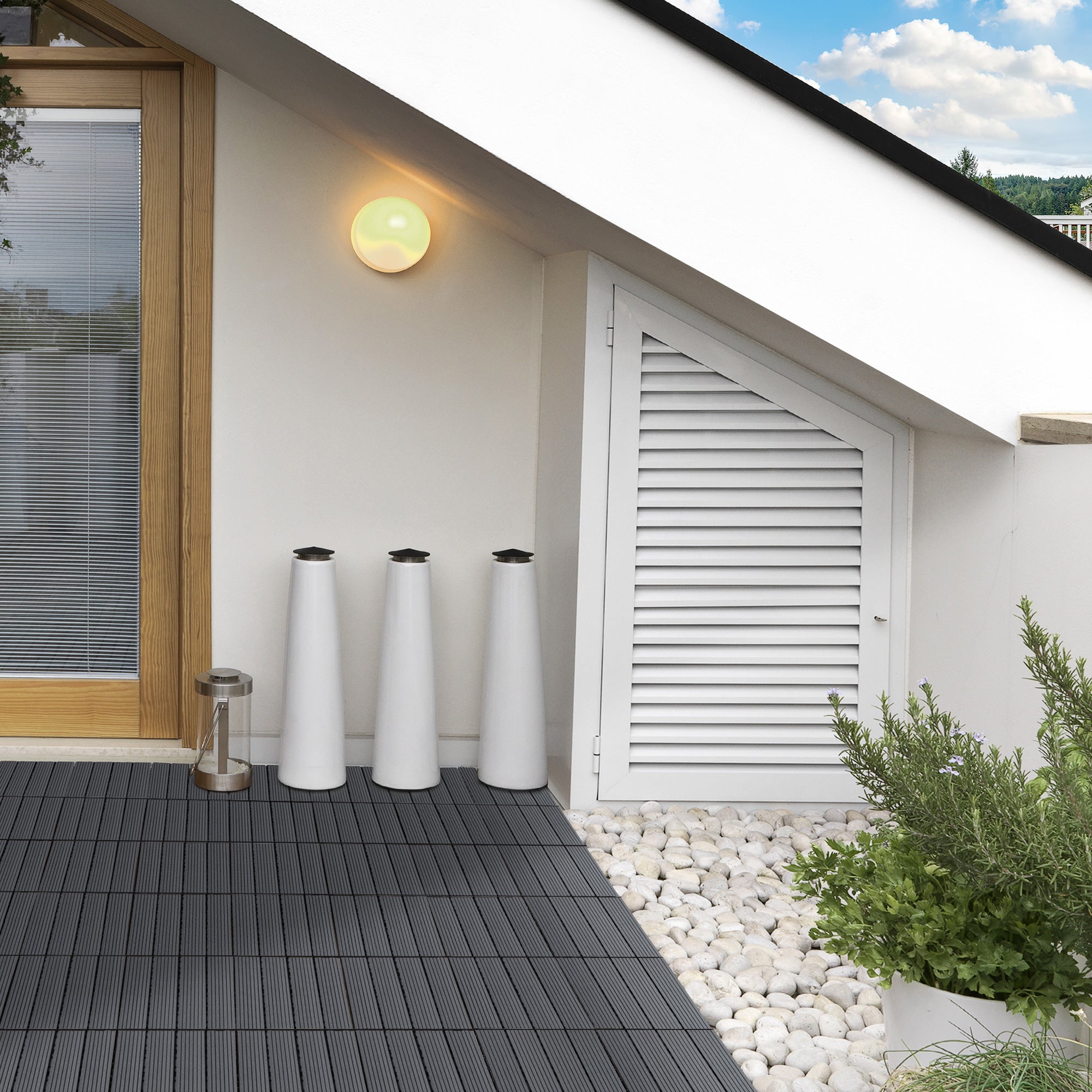 Pavimentazione da Esterno Incastrabile Piastrelle da Giardino 11 Mattonelle 30x30x2.2 cm Grigio...
