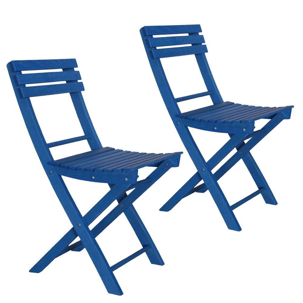 Image of Set 2 Sedie Pieghevoli in Legno Basic Azzurro
