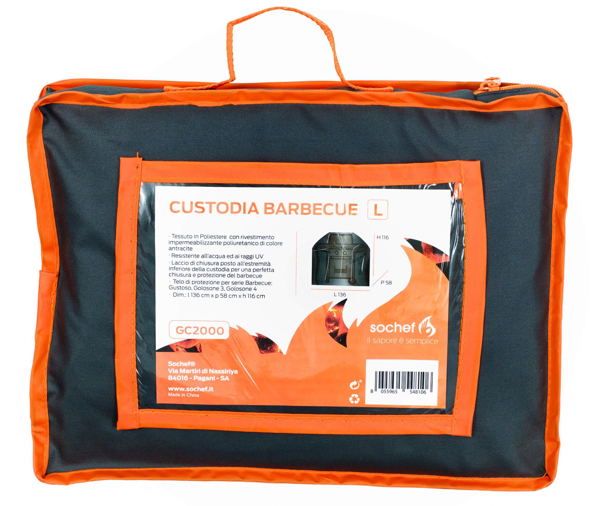 Telo Copri Barbecue Taglia L in Poliestere Impermeabile Sochef...