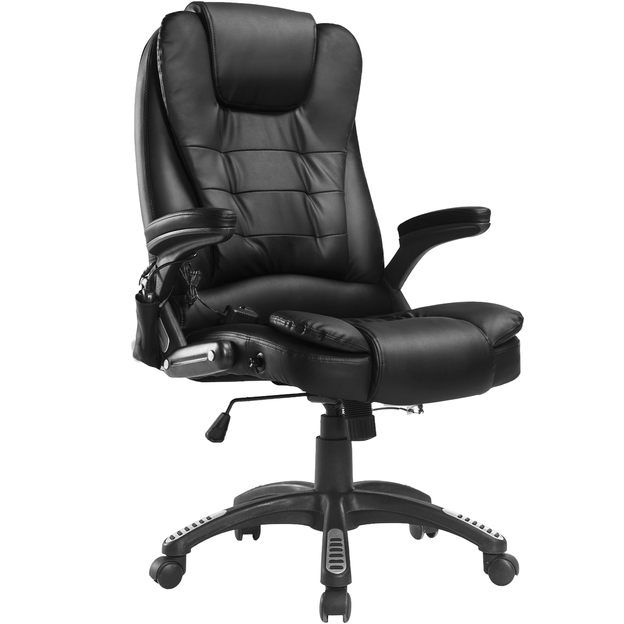Sedia Poltrona Massaggiante da Ufficio 62x68x121 cm con Riscaldamento in Similpelle Nero