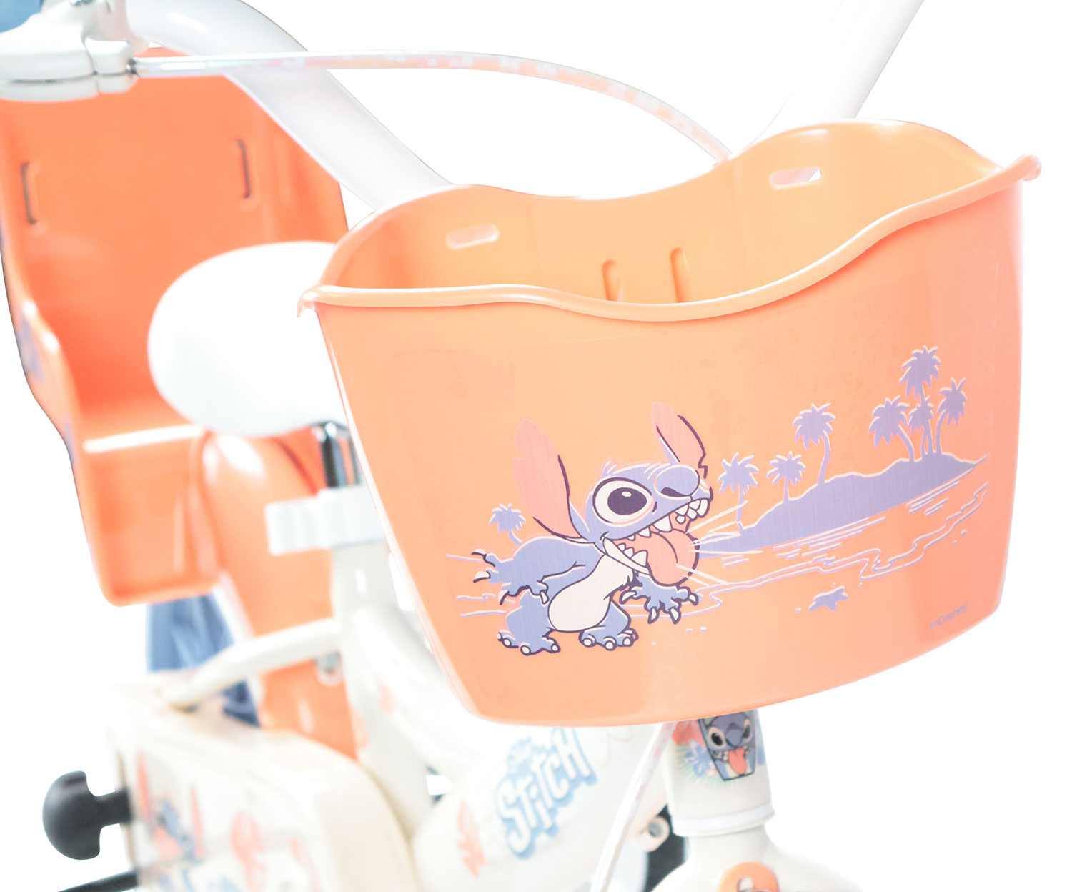 Bicicletta per Bambine 12" Disney Stitch Freni Caliper e Stabilizzatori in Acciaio Hi-Ten Beige...