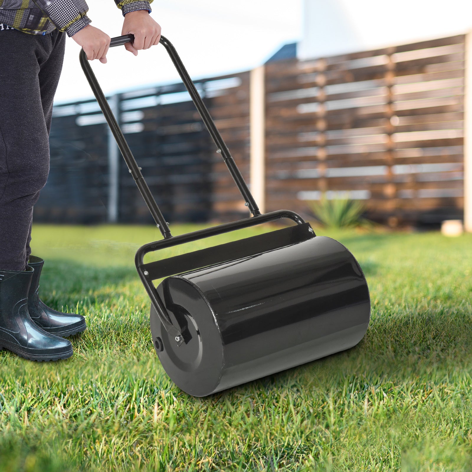 Rullo Compressore per Prato 38L Ø32x50 cm in Acciaio Nero...