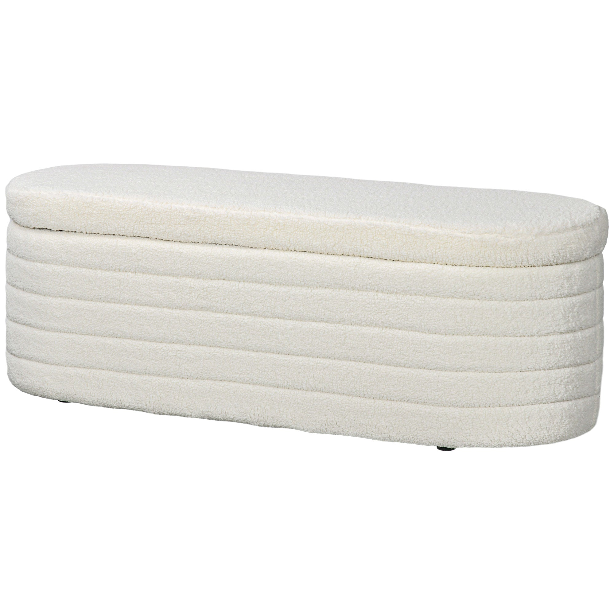 Panca Fondoletto con Vano Contenitore 116x41x40,5 cm in Tessuto Teddy Crema