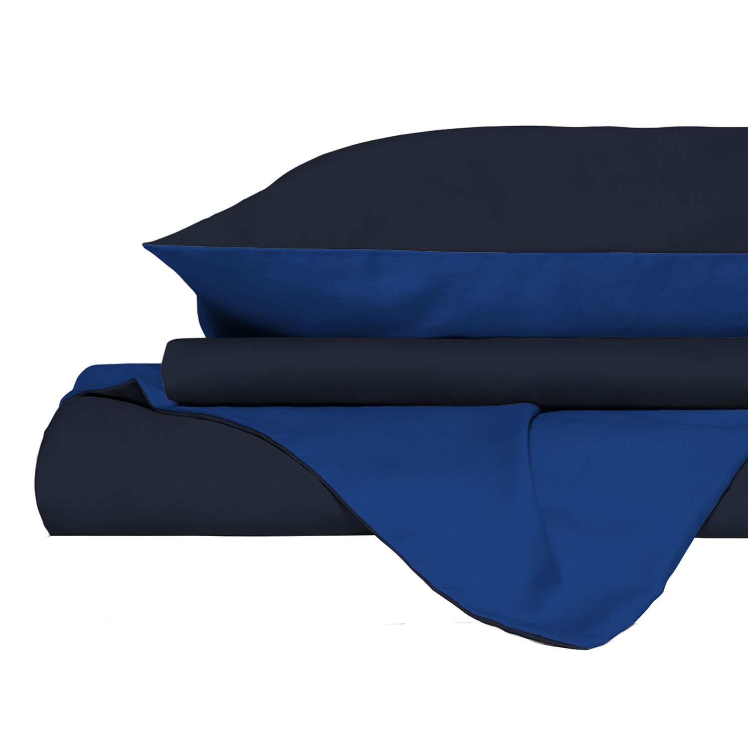 Copripiumino Singolo con Sacco e Federe in Tinta Unita Double Face Linea Vera Blu e Royal...