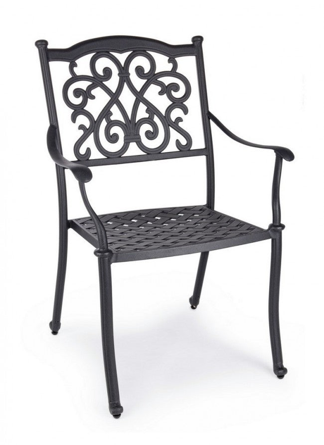Set 4 Sedie da Giardino 65x60x92h cm con Braccioli Ivrea Antracite...