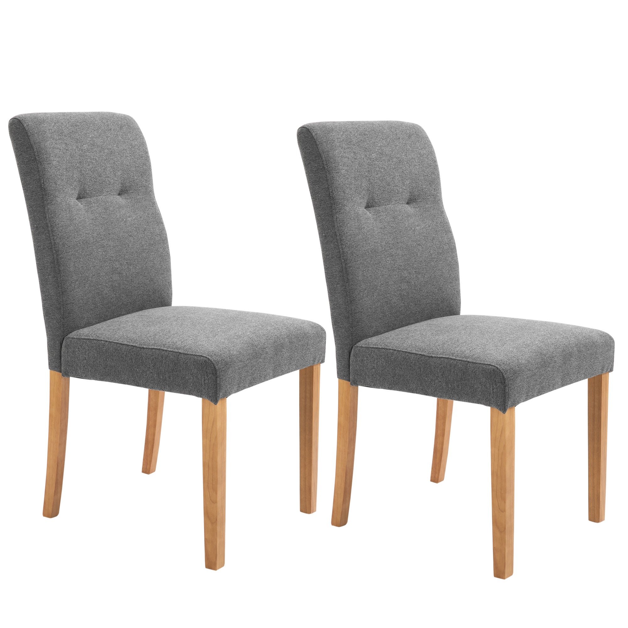 Image of Set 2 Sedie da Pranzo Imbottite con Schienale Alto 50x62x96 cm Grigio Scuro