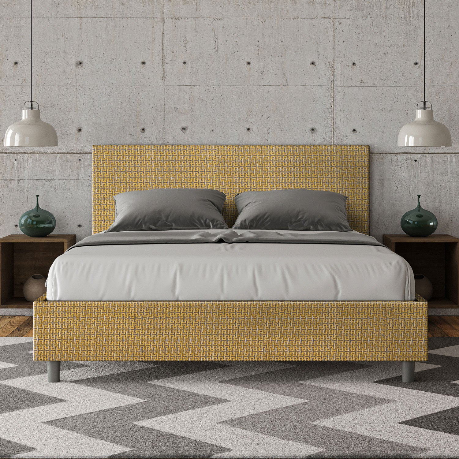 Letto Matrimoniale 160x200 cm Senza Rete Adele Labirinto 06 Giallo...