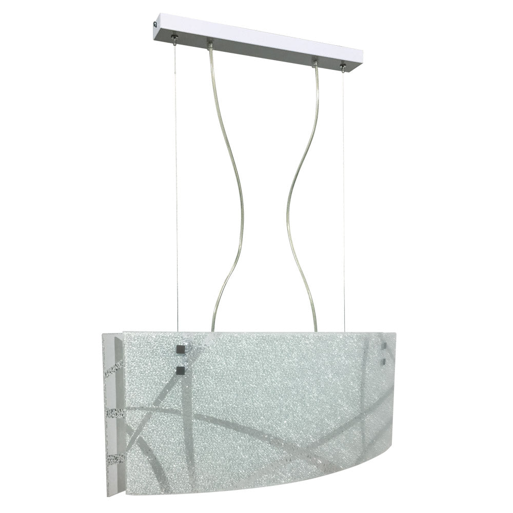 Image of Sospensione 2xE27 Montatura Bianco Vetro Lastra Diamantino Bianco E-Energy Cloe