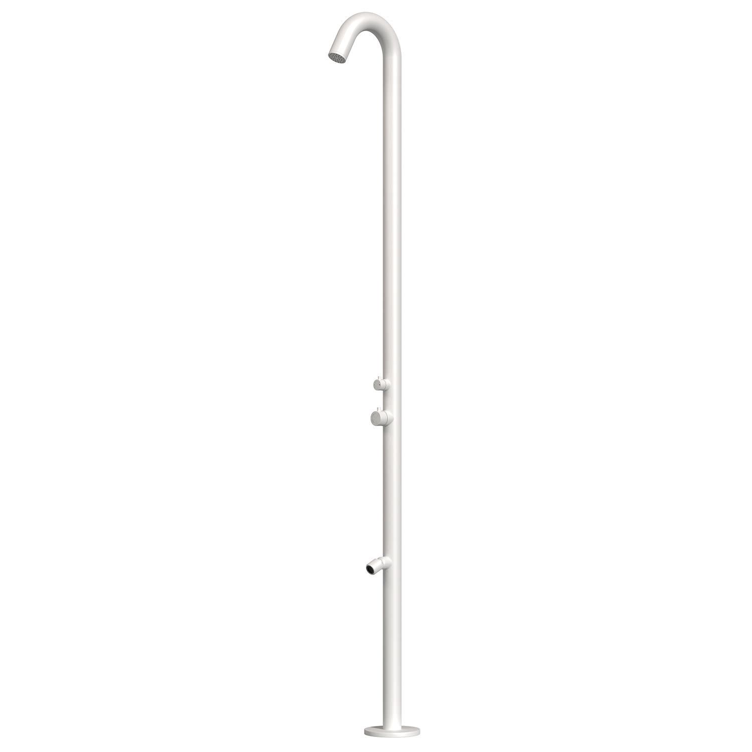 Image of Doccia da Giardino in Acciaio Inox con Soffione Stretto e Lavapiedi Sined Quartu Bianco