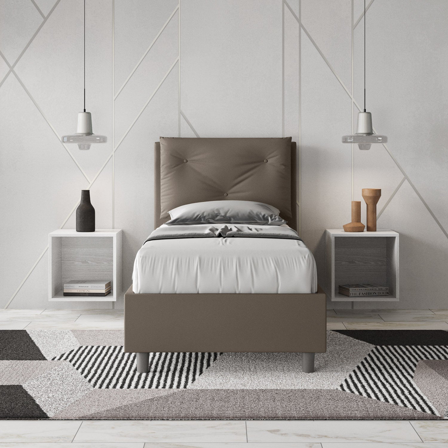 Letto Singolo 80x190 cm Senza Rete Appia Cappuccino...
