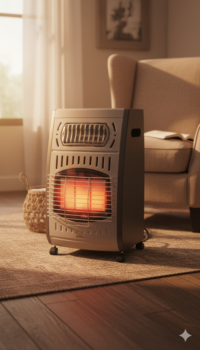 Stufa a Gas Gpl da Interno ad Infrarossi Ventilata 4.2 kW + 2.0 kW Qlima GH3062RF Grigia...