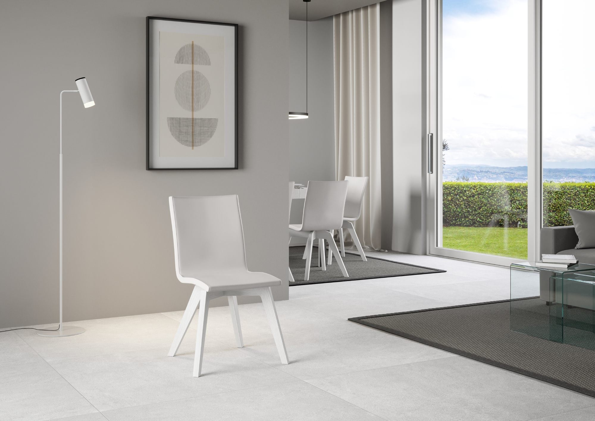 Image of Sedia 52x52x87 cm Trudy gambe bianche in Similpelle Bianco