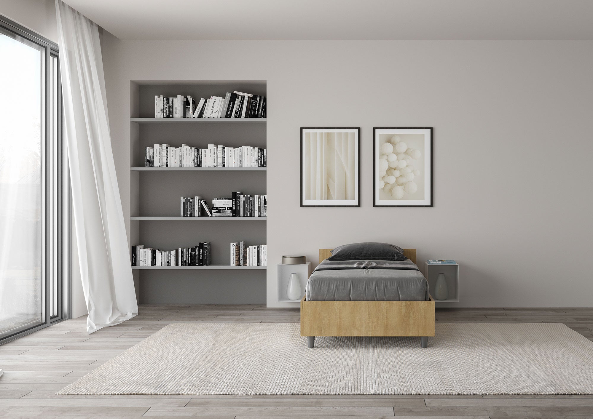 Letto Singolo 80x200 cm Senza Rete Nuamo Quercia Natura...