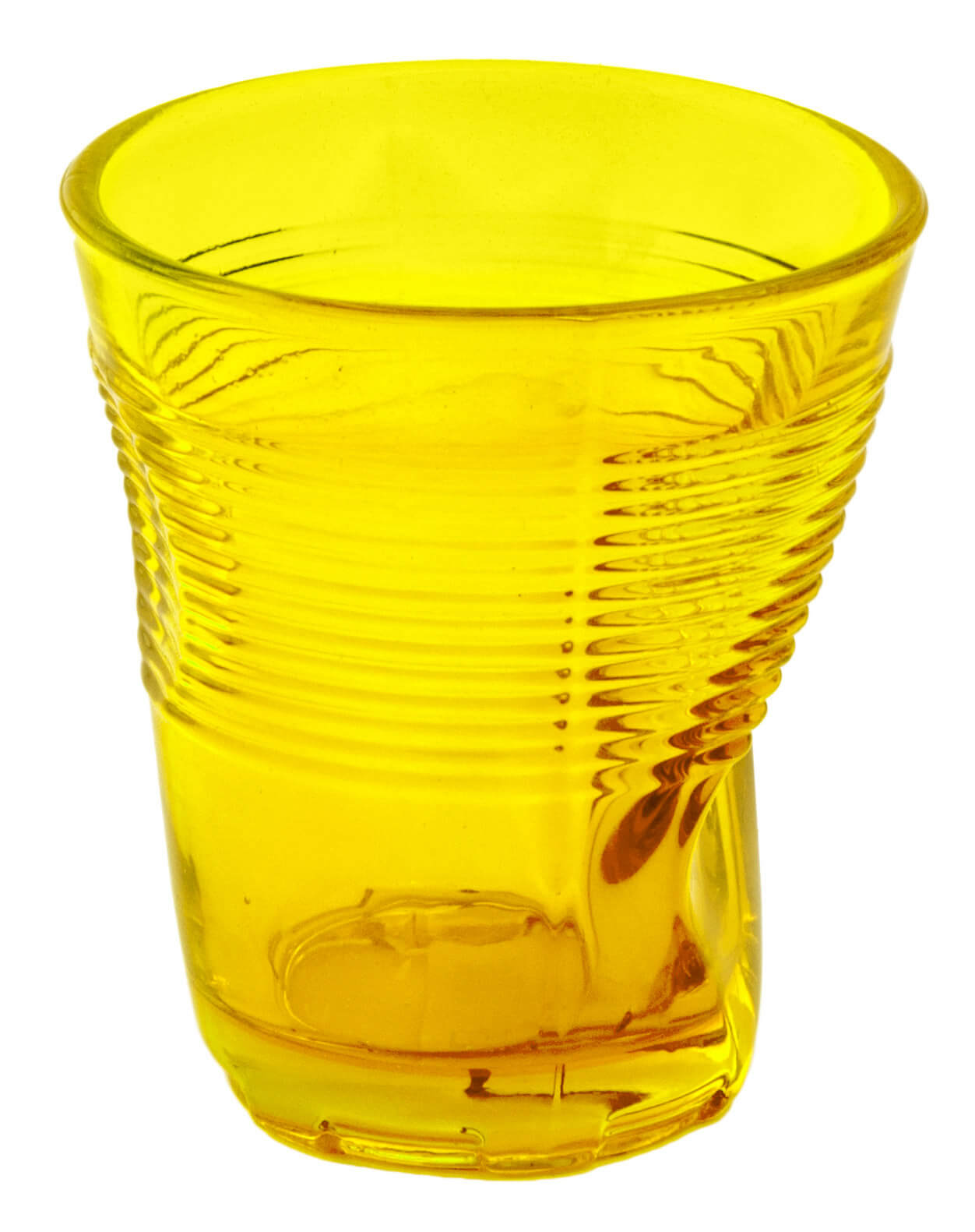 Set 6 Bicchieri Accartocciati 22 cl Ø8 cm in Vetro Pressato Kaleidos Gialli...