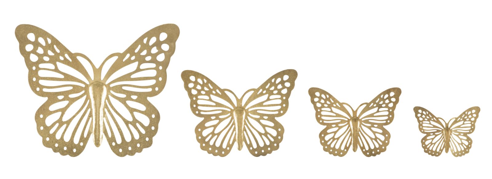 Image of Set 4 Farfalle Decorative 3D da Muro in Ferro Oro