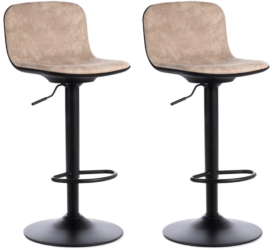 Set 2 Sgabelli 39x45xH86/102 cm in Microfibra Teo Beige