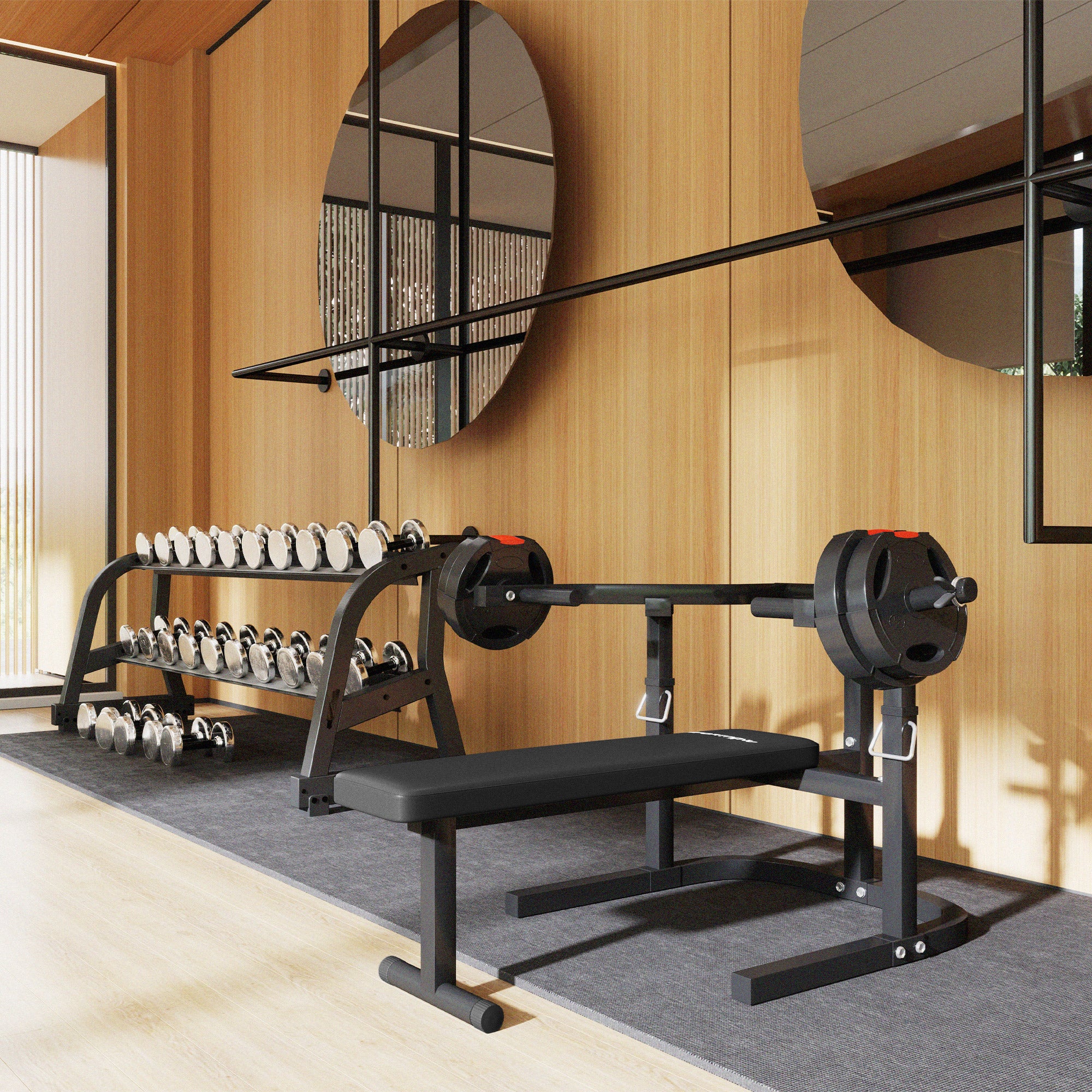 Panca per Pettorali ad Altezza Regolabile 150x150x60-85 cm in Acciaio Nero...