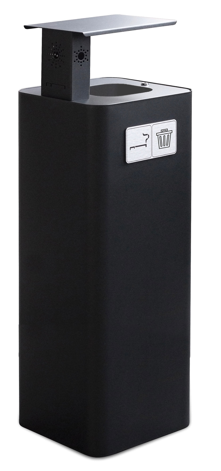 Pattumiera Per Raccolta Rifiuti 30x30xh102 cm In Acciaio Verniciato con Coperchio Basculante Nero...