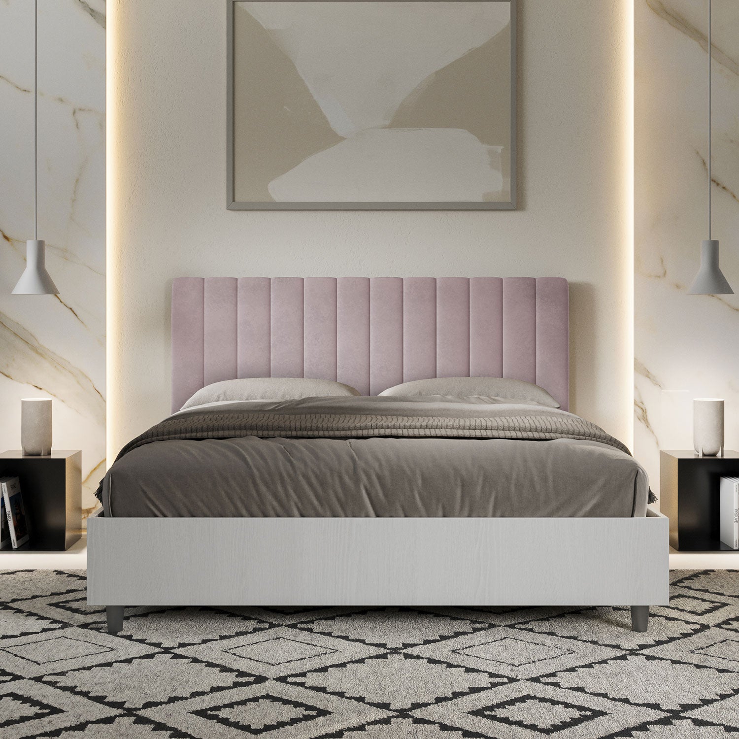 Letto Matrimoniale 160x200 cm Senza Rete Kaia Glicine...