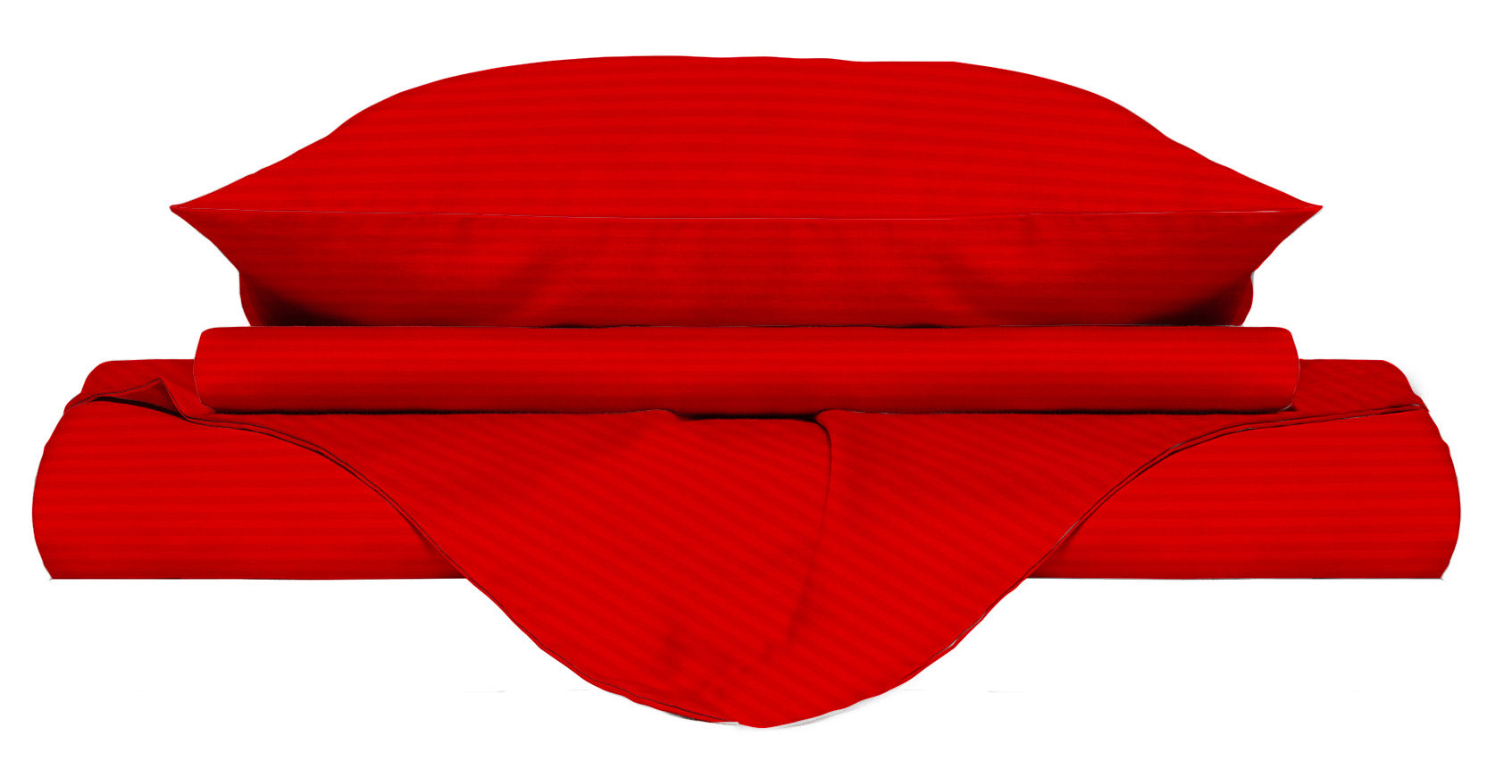 Image of Copripiumino Matrimoniale con Sacco e Federe in Raso di Poliestere Rosso