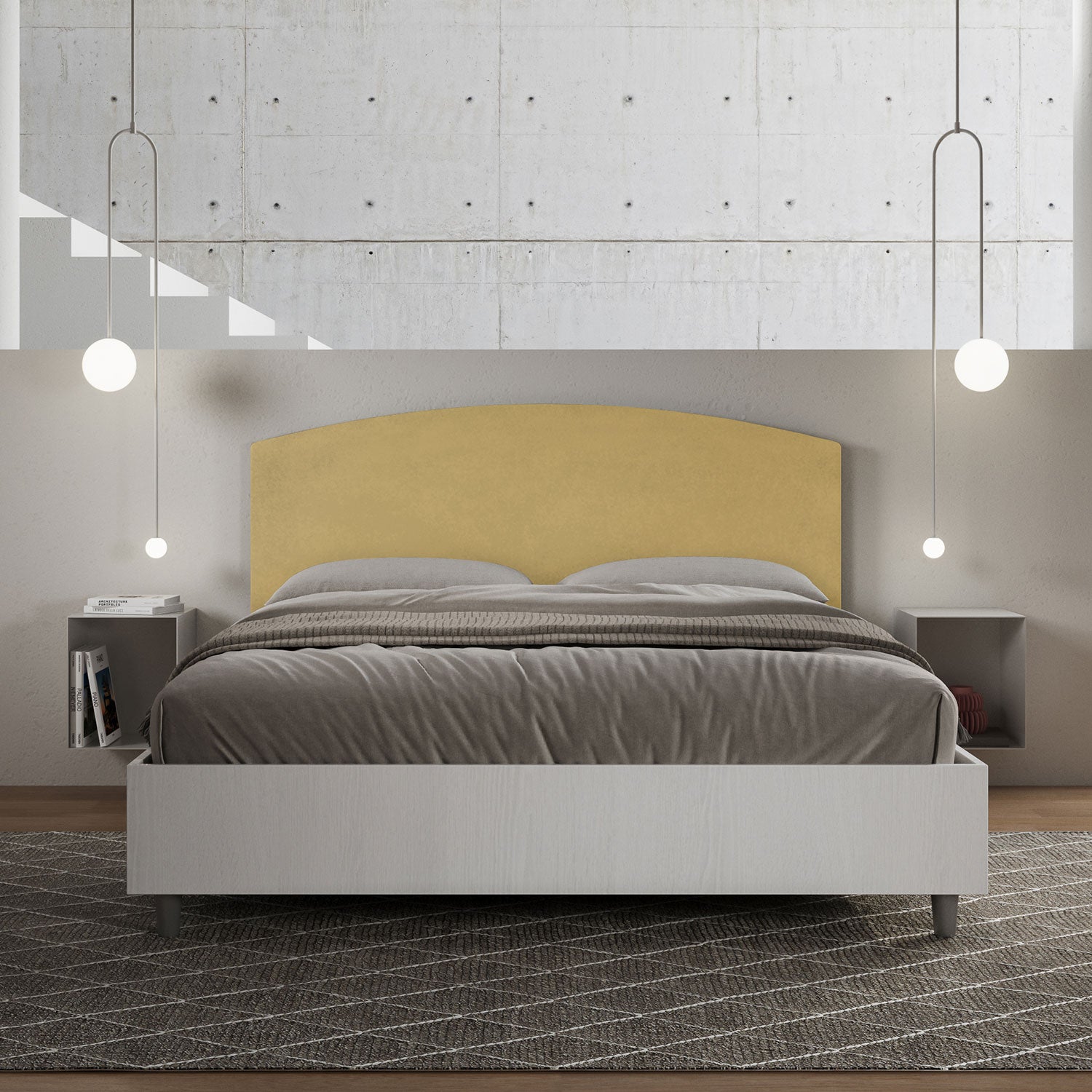 Letto Matrimoniale 160x200 cm Senza Rete Antilia Ocra...