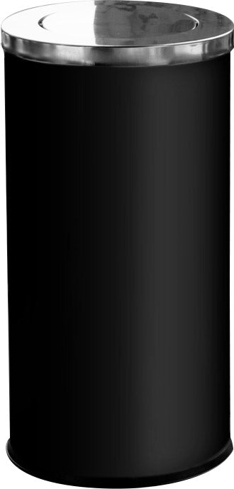 Image of Cestino Gettacarte Ø38,5 cm in Metallo Nero Opaco 52L con Coperchio Girevole