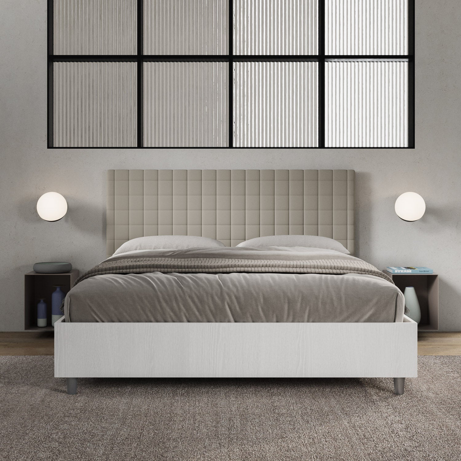 Letto Matrimoniale 160x200 cm Senza Rete Burmy Tortora...