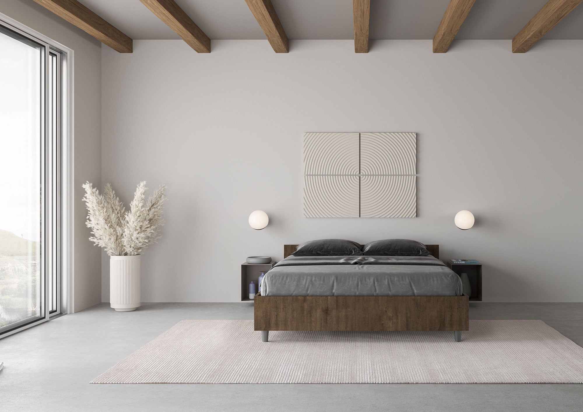 Letto Matrimoniale Francese 140x200 cm Senza Rete Nuamo Noce...