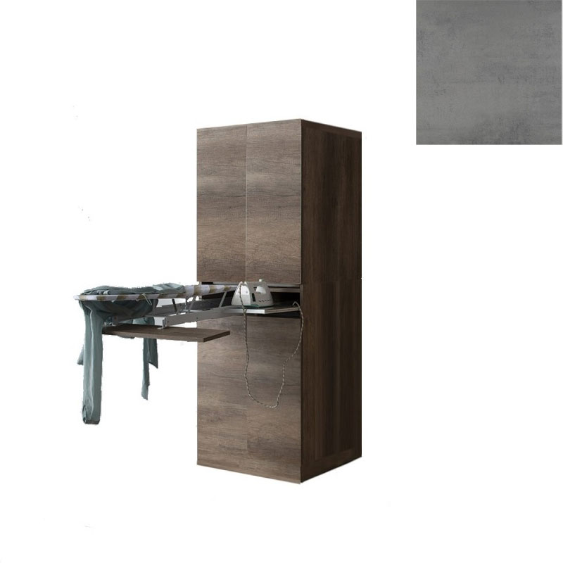 Mobile Lavanderia a Colonna per Lavatrice o Asciugatrice con Asse da Stiro e Ante 70x70x192A cm in Nobilitato Unika