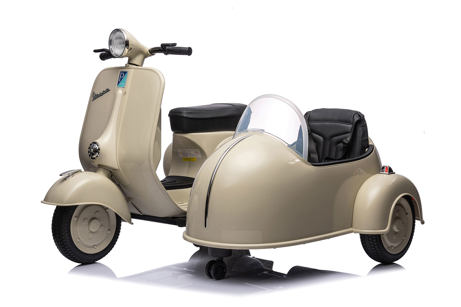 Moto Elettrica per Bambini Licenza Piaggio Vespa Sidecar 12V Crema