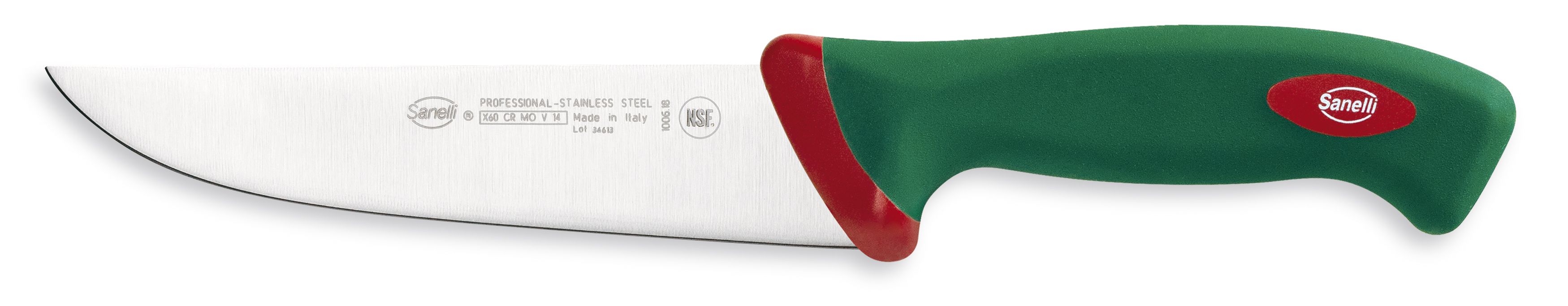 Image of Coltello Francese Professionale Lama 18 cm Manico Antiscivolo Verde Sanelli Premana