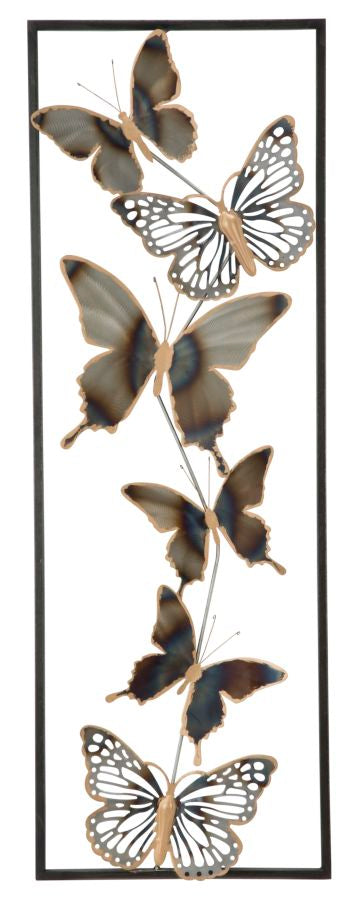 Image of Pannello Farfalle 31x2,5x90 cm in Ferro Nero e Argento