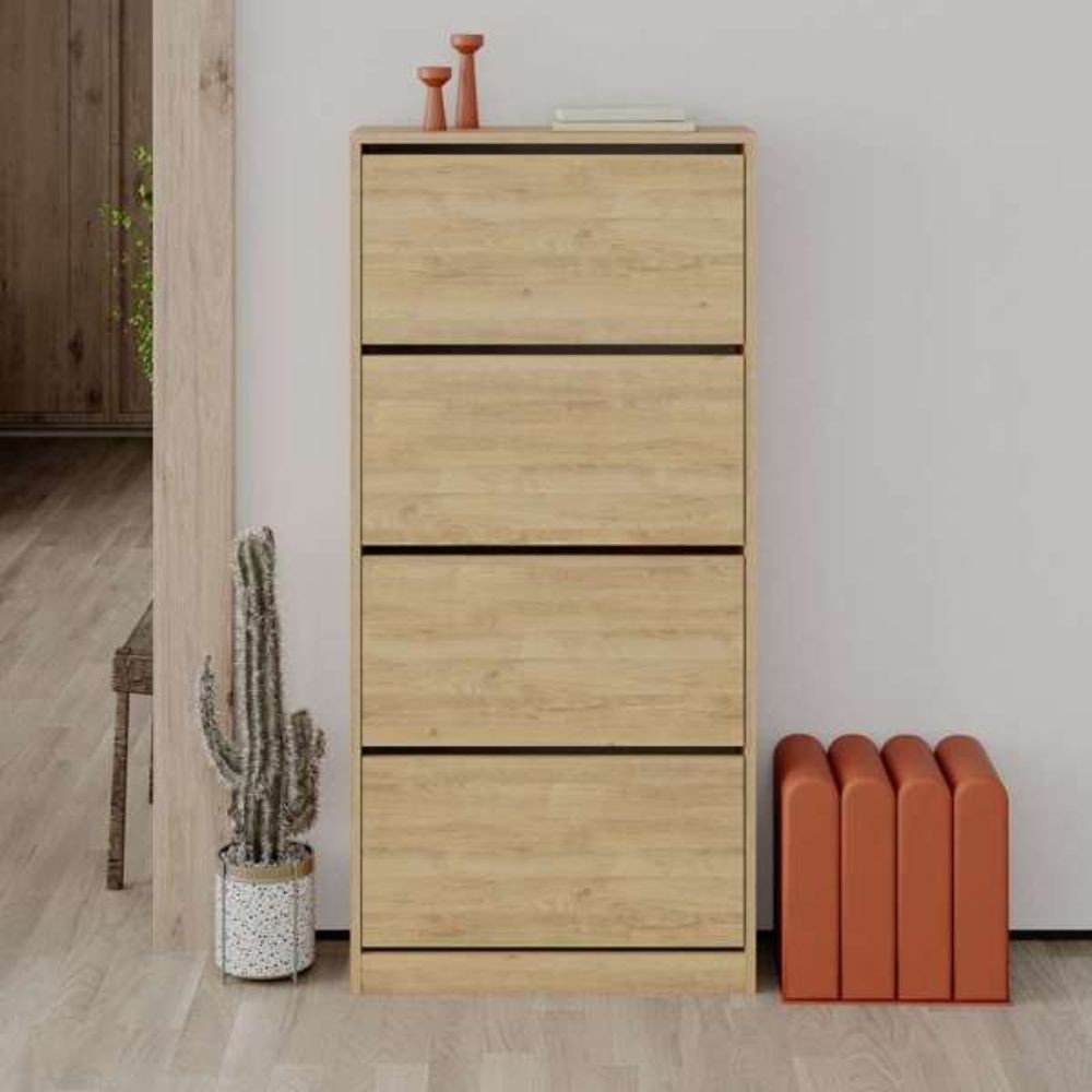 Scarpiera quattro ante a ribalta 73x26x154,5 cm rovere...