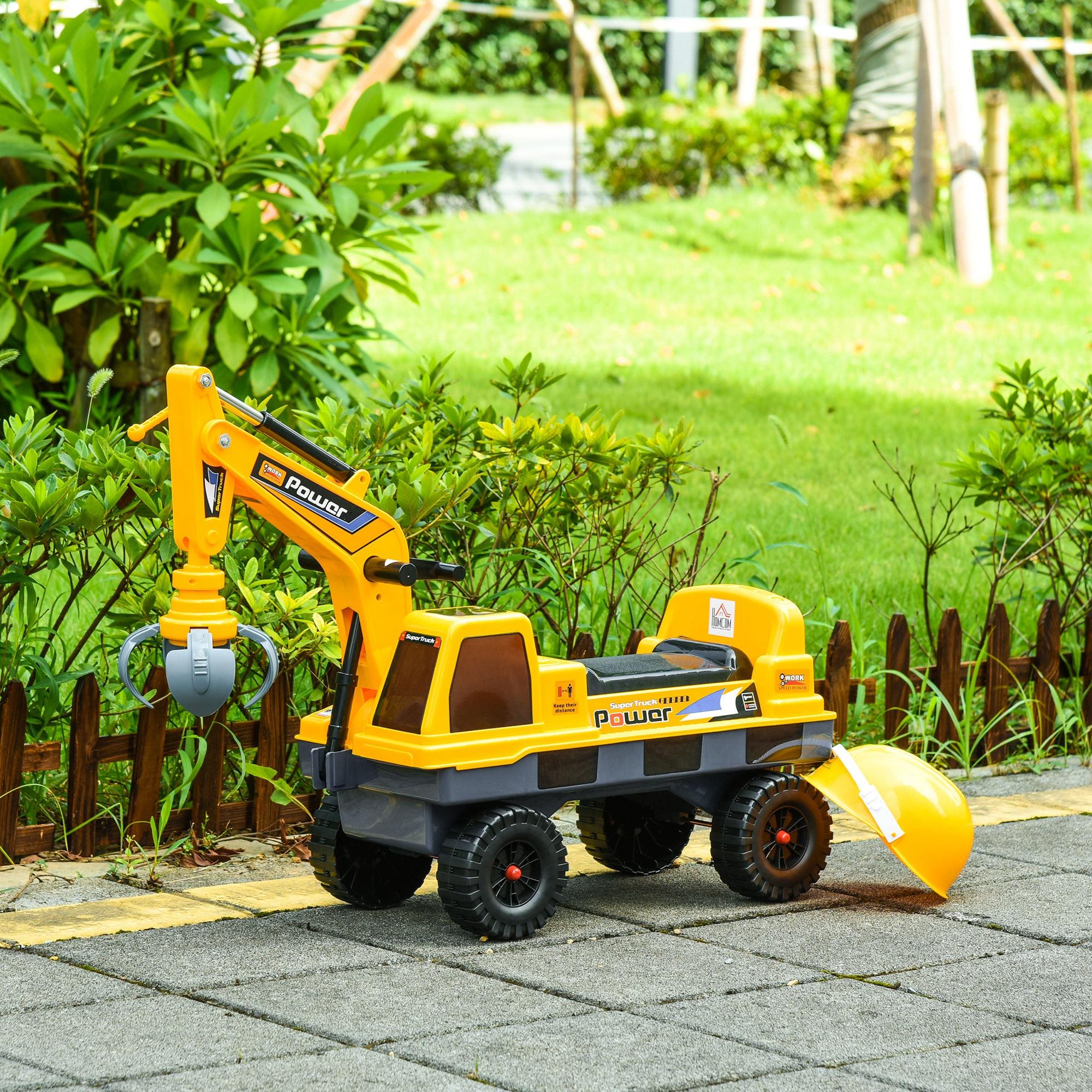 Escavatore Ruspa Cavalcabile 90x28x58 cm per Bambini Giallo...