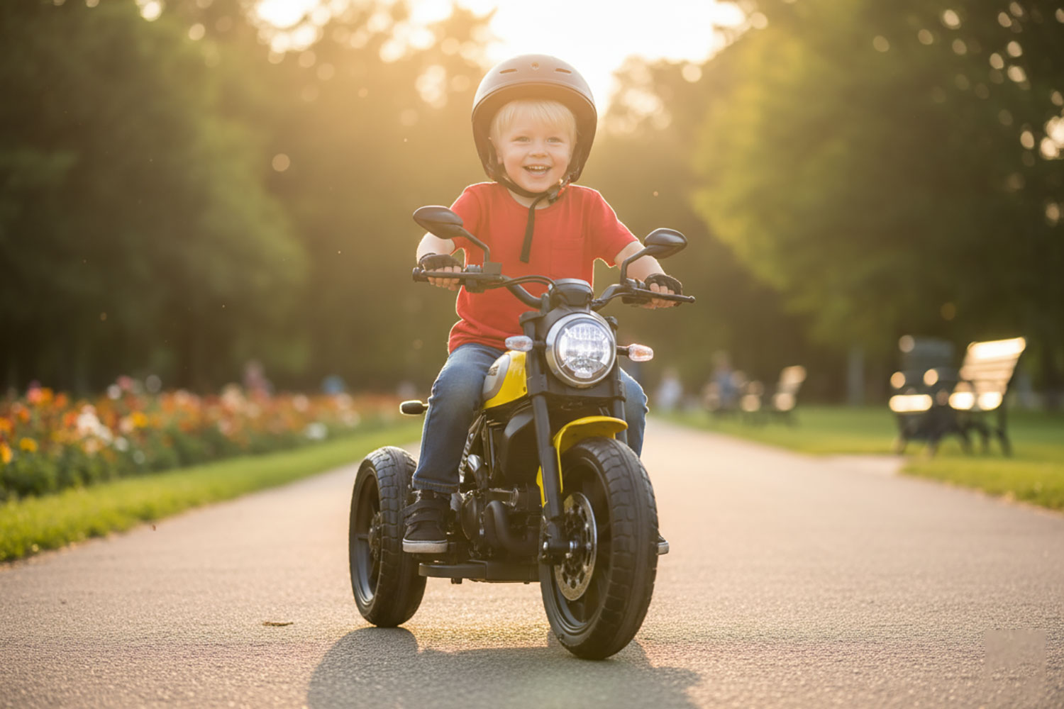 Moto Elettrica per Bambini Licenza Ufficiale Ducati Scrambler 12V 3,5Ah Giallo...