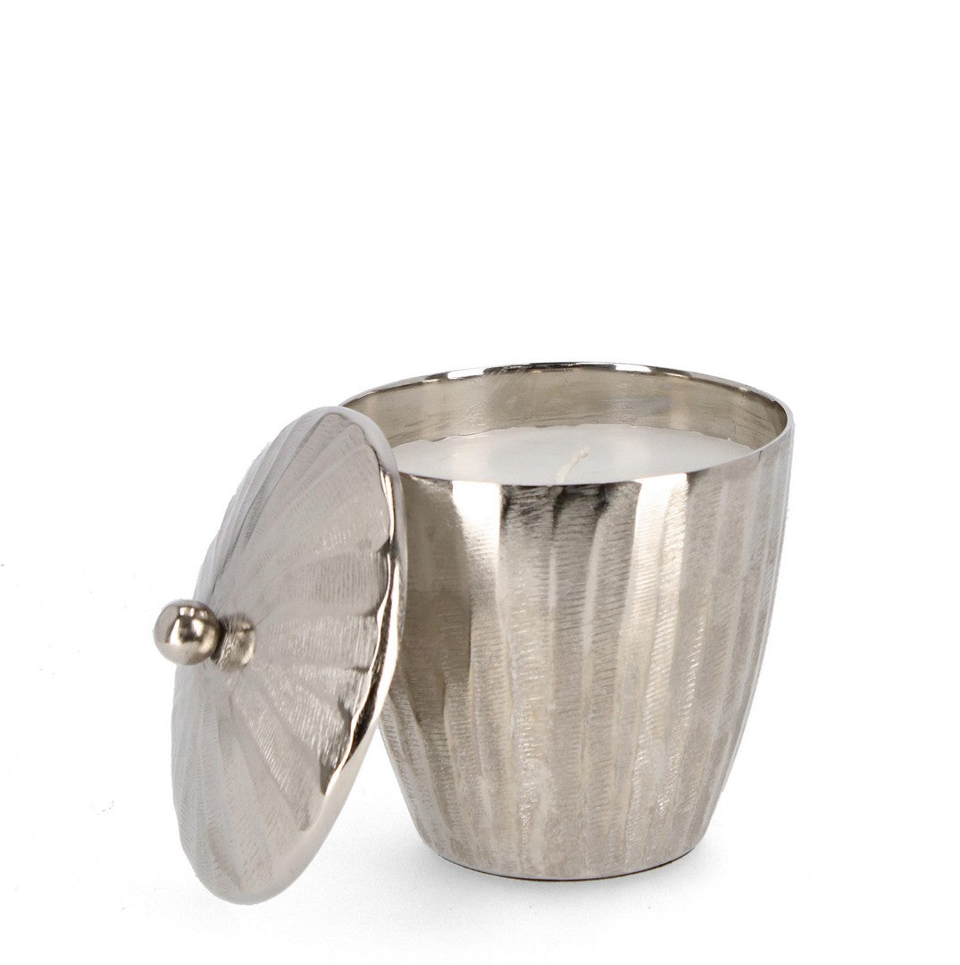 Image of Candela con Coperchio Ø13,5x13,5 cm in Metallo Chisel Argento
