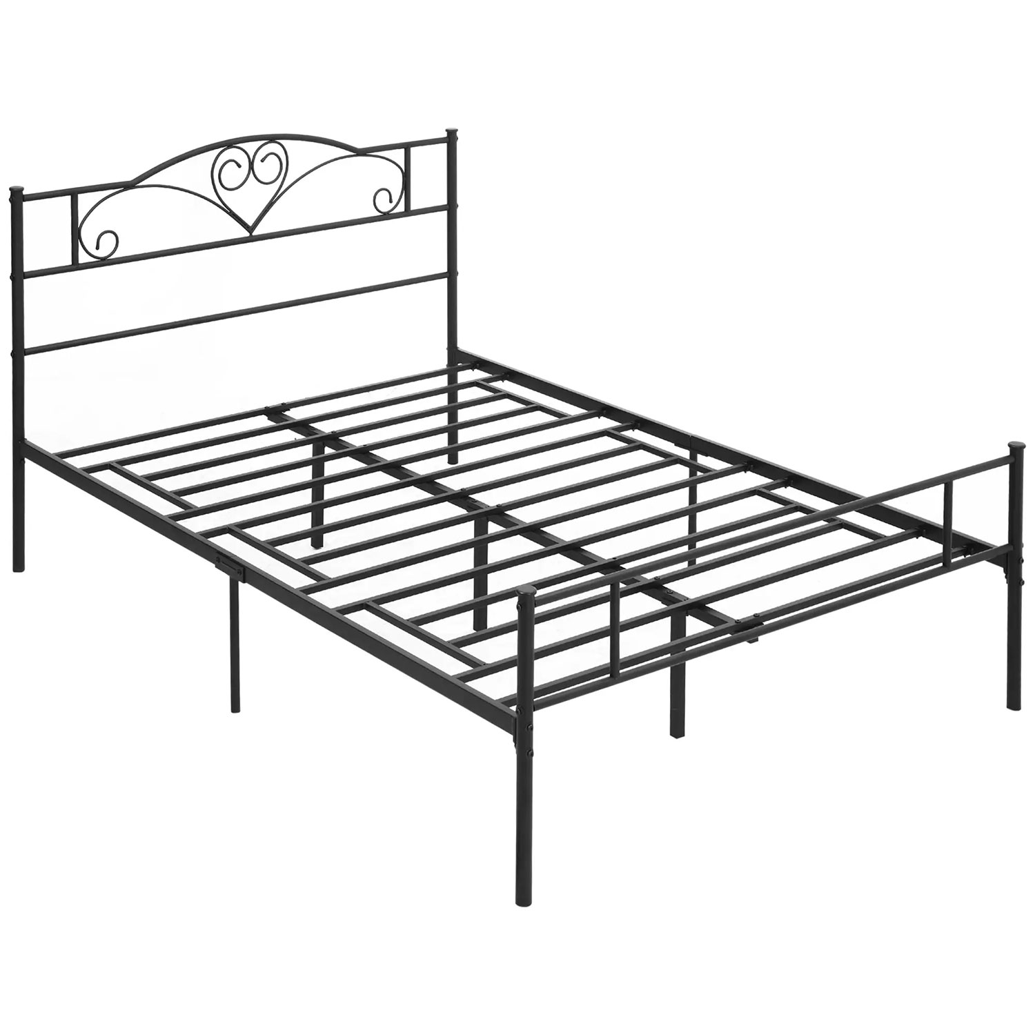 Struttura Letto Una Piazza e Mezzo 140x200 cm in Acciaio con Doghe Integrate Nero