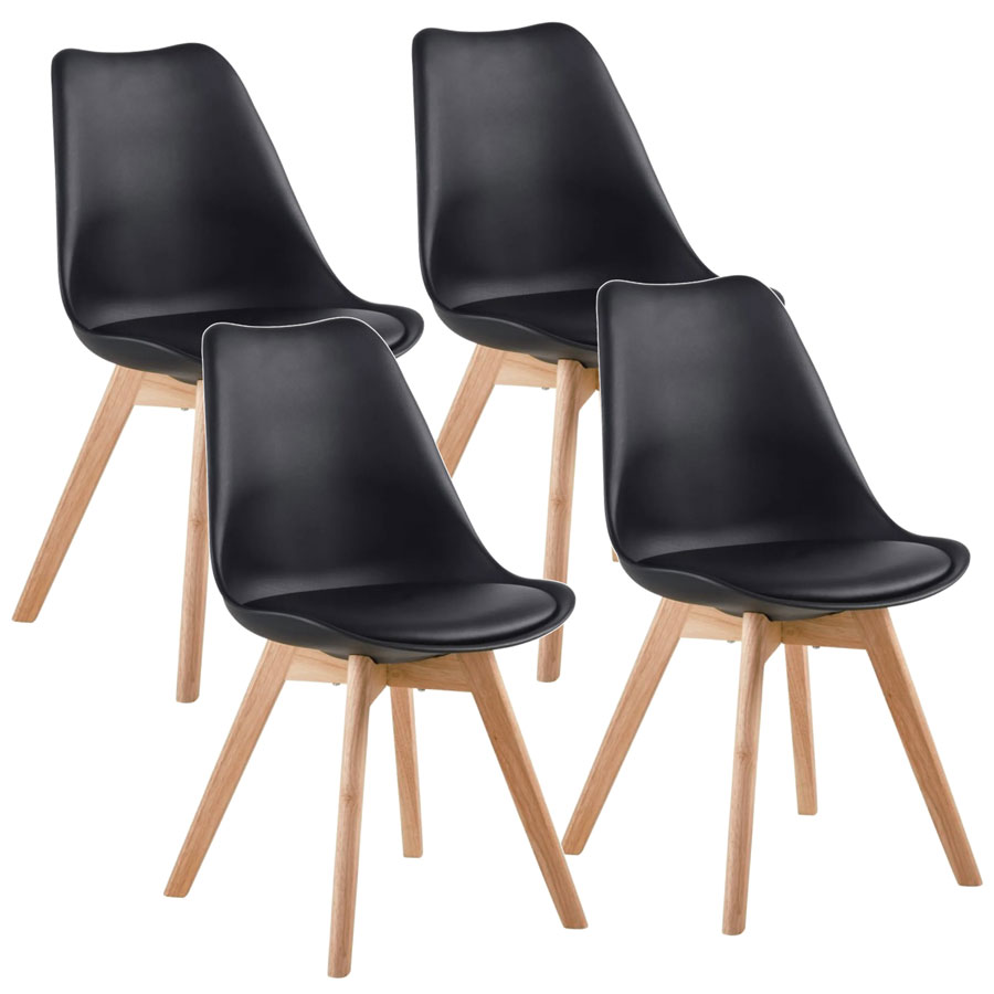 Image of Set 4 Sedie 53,5x48,5x83 cm in Polipropilene e Similpelle Candice Nera