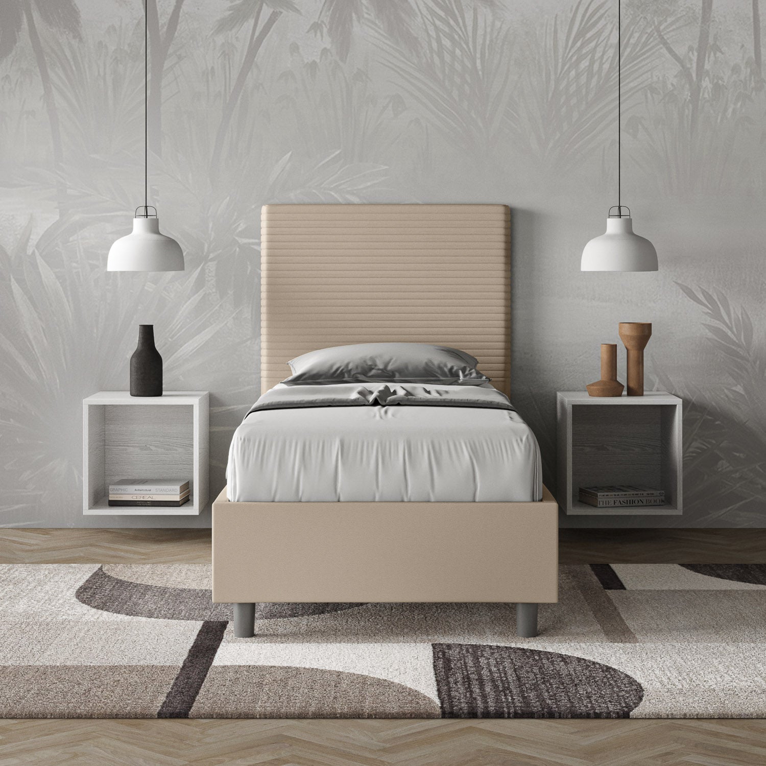 Letto Singolo 80x190 cm Senza Rete Focus Tortora...