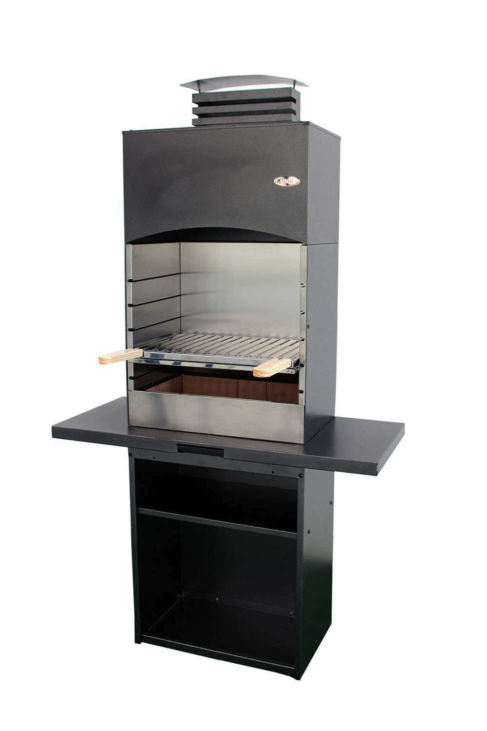 Barbecue a Legna e Carbone 110x47,5x190,1 cm Design a Colonna in Acciaio Tolosa Nero