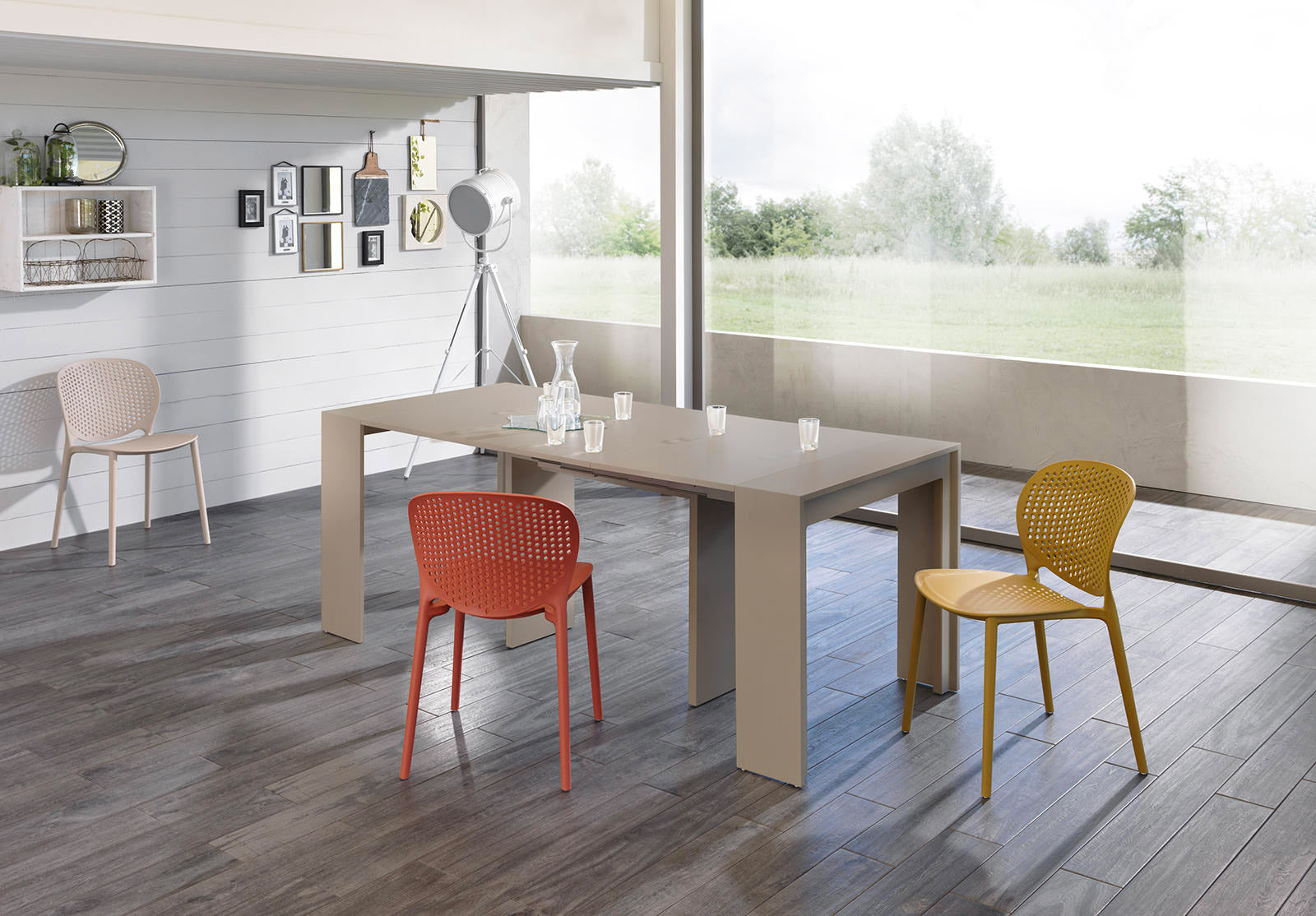 Consolle Allungabile 90x42,5/302,5xH76 cm in Mdf laccato Pinocchio Tortora...