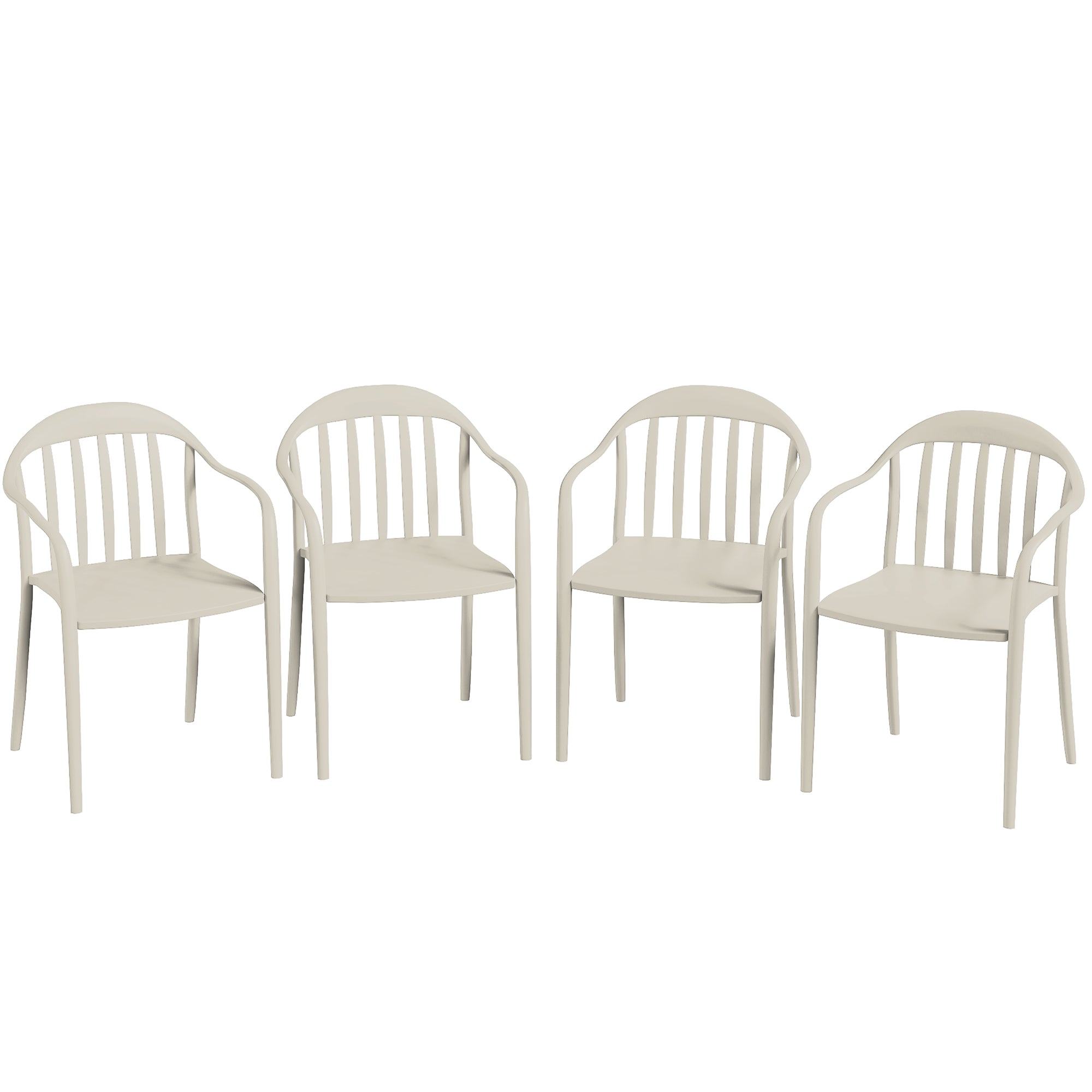 Set 4 Sedie da Giardino 57x54x78 cm Impilabili con Schienale Alto in PP Bianco