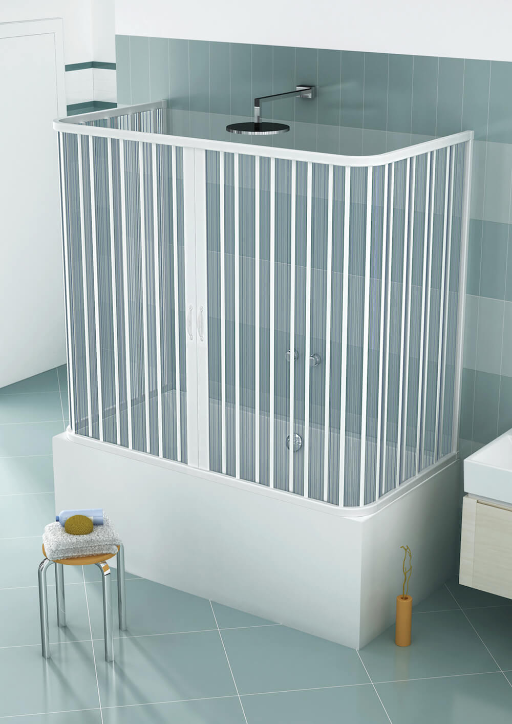 Sopravasca Paratia 3 Lati 2 Ante a Soffietto Apertura Centrale In PVC H150 Caldoni UFO 70x140 cm...